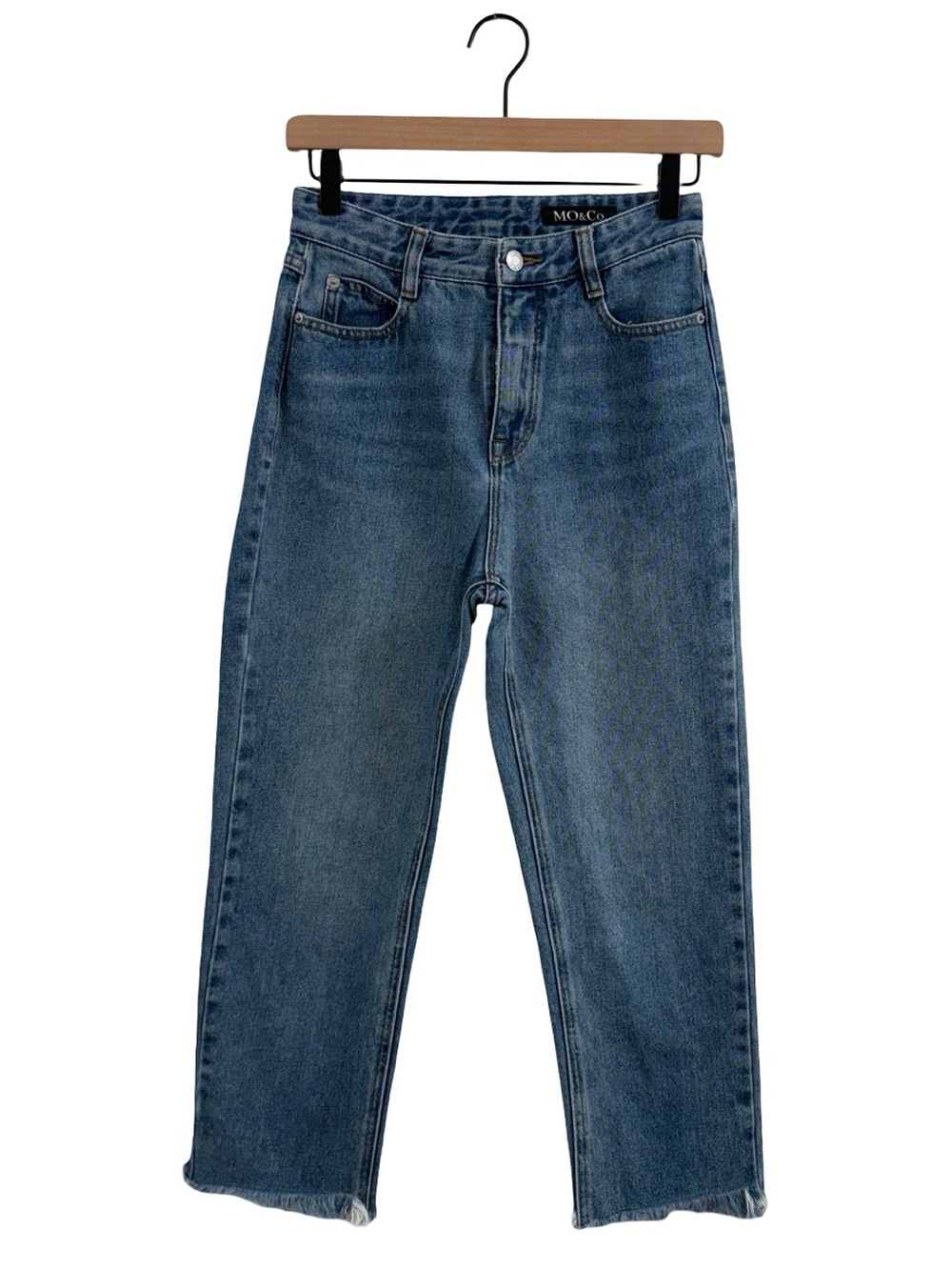 MO&Co. Medium Blue Straight-Leg High-Rise Jeans